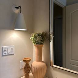 Handmade Ceramic Wall Sconce Japandi White Mirror Lighting Lamp Ambient Light - thumbnail 3