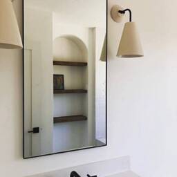 Handmade Ceramic Wall Sconce Japandi White Mirror Lighting Lamp Ambient Light - thumbnail 2