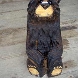 Chainsaw Carved Wood Sitting Bear - thumbnail 2