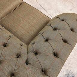 2 Seater Sage Green Tweed Fabric Chesterfield Sofa, Settee - British Handmade - thumbnail 4