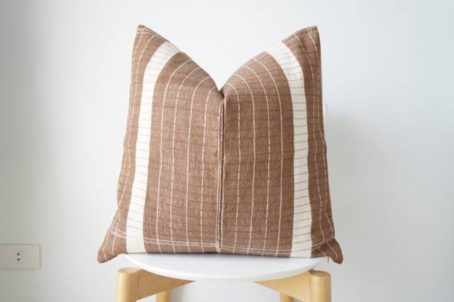 Brown Tribal Hemp Hand Woven Natural Dye Color Hmong Lumbar Pillow Cover - image 1