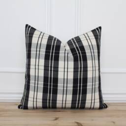 Black Plaid Pillow Cover Farmhouse Modern Designer Decorative Throw Lumbar - Britt