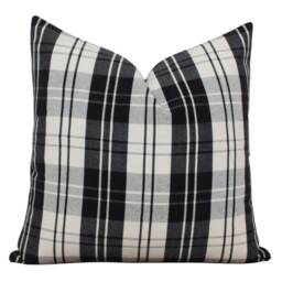 Black Plaid Pillow Cover Farmhouse Modern Designer Decorative Throw Lumbar - Britt - thumbnail 3