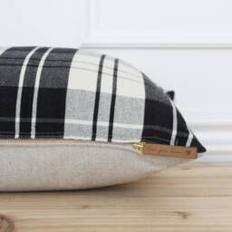 Black Plaid Pillow Cover Farmhouse Modern Designer Decorative Throw Lumbar - Britt - thumbnail 2