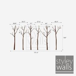 Tree Wall Decal, Forest Winter Trees Decal Stickers Set Of 6 Vinyl Home Decor Room Office Living - thumbnail 3