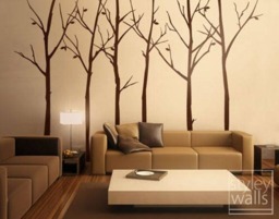 Tree Wall Decal, Forest Winter Trees Decal Stickers Set Of 6 Vinyl Home Decor Room Office Living - thumbnail 1