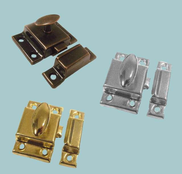 Cupboard Cabinet Door Catch Thumb Turn Latch Sprung Box Twist Lock +Screws