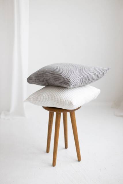 Set Of 2 Waffle Linen Pillow Shams, Textured Decorative Pillows - image 1