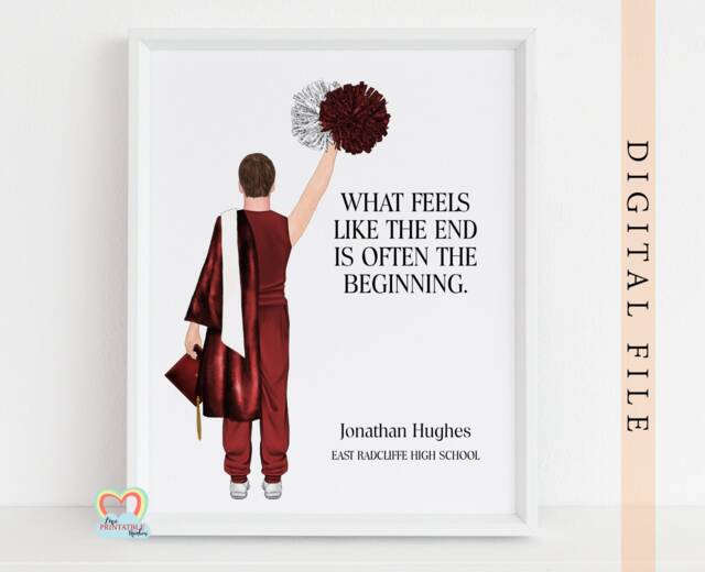 Male Cheerleader Graduation Gift Printable Cheer Class Of 2022 Boy Diy Personalised Illustration 2023 - image 1
