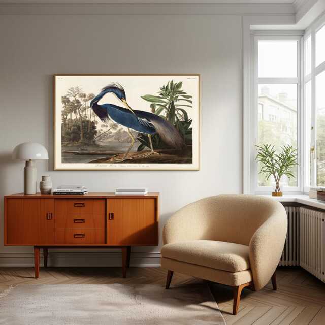 Audubon Blue Heron Print Vintage Wildlife Art Poster - image 1
