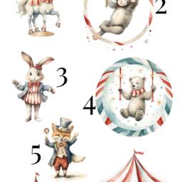 Set Of 3 Circus Prints-Nursery Bedroom D??cor - Elephant Bear Lion Circus Theme Art-Children's - thumbnail 2