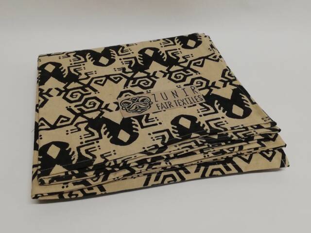 Hand Block Printed Cotton Bedspread Geometric Throw - Garuda Black - image 1