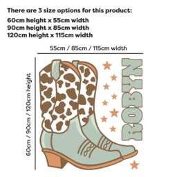 Cowgirl Wall Sticker - Blue Western Boots Personalised Art - thumbnail 3