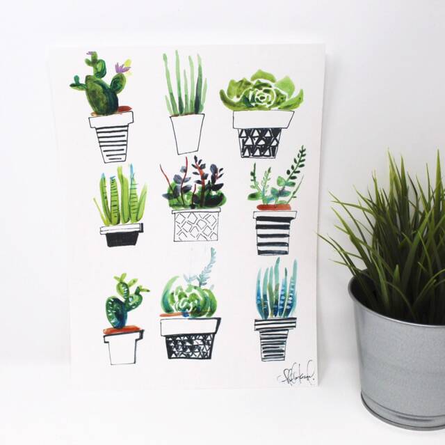 Succulents Art Print 8x10 In, Plant Art, Home Decor, Wall - image 1