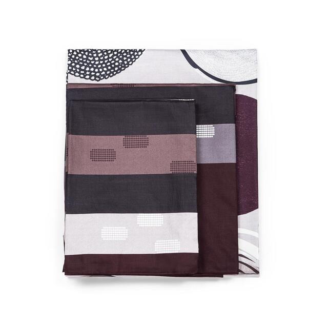 Modern Purple Gray Circle & Stripe 4 Pcs Sheet Set
