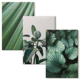 Canvas Art Set Of 3 - Aesthetic Tropical Leaves in Various Shades Green, Green Wall Canvas, Plants & Flowers Decor - thumbnail 2