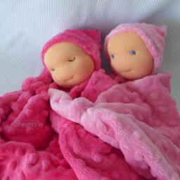 Lovey Minky Blanket Doll - 1st Birthday Gift- Waldorf First Doll- Knot -Pink Plush Toy Christmas Baby Gift - thumbnail 2