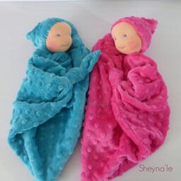 Lovey Minky Blanket Doll - 1st Birthday Gift- Waldorf First Doll- Knot -Pink Plush Toy Christmas Baby Gift - thumbnail 3