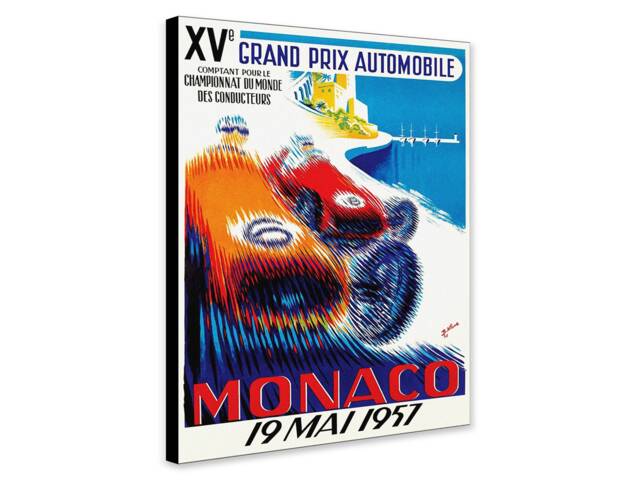 Monaco Grand Prix - 1957 - Vintage Art Wrapped Framed Canvas Rolled Photo/Poster Print - image 1