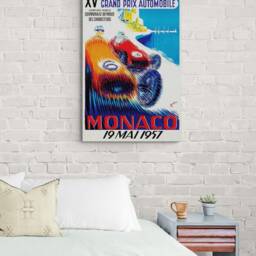Monaco Grand Prix - 1957 - Vintage Art Wrapped Framed Canvas Rolled Photo/Poster Print - thumbnail 2