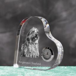 Bergamasco Shepherd - Crystal Clock in The Shape Of A Heart With Image Pure-Bred Dog - thumbnail 2