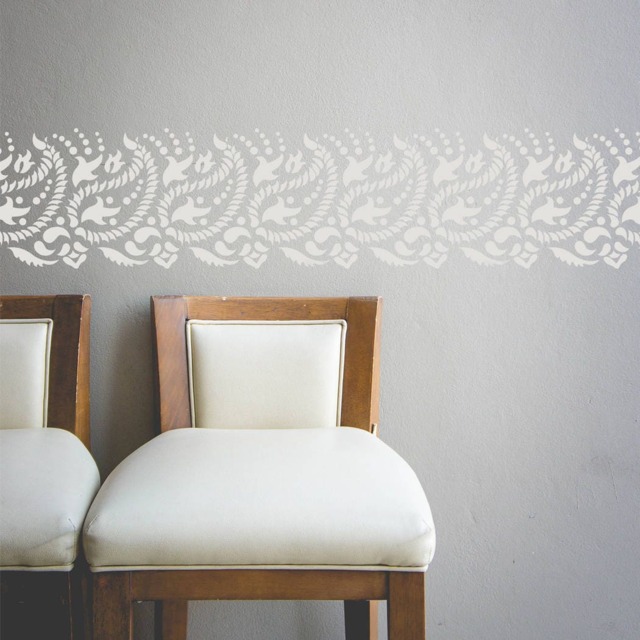 Paisley Wall Border Stencil For Diy Decor - Indian Paisley Design - image 1