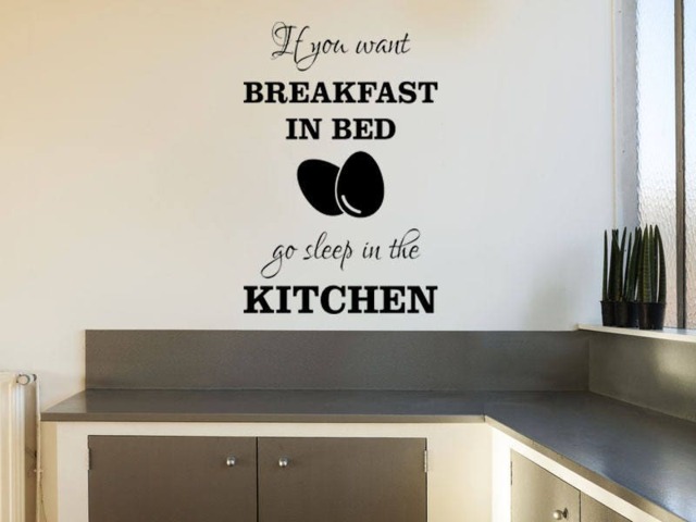 Breakfast in Bed Kitchen Quote Vinyl Wall Decal - image 1