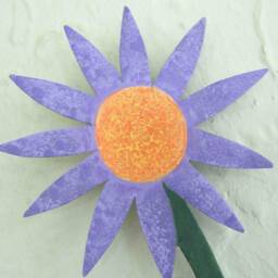 Upcycled Metal Flower Wall Art Lavender & Yellow Vase - 3x9 - thumbnail 2