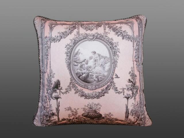 Baroque Pillow - Pink/Grey - image 1