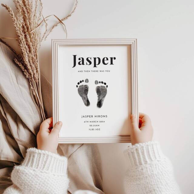 Personalised Footprint Kit Nursery Decor New Baby Gift Birth Details Personalised Keepsake - image 1