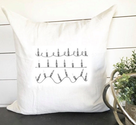 Christmas Light Strand Pillow Cover 18 X ///Holiday Throw Accent Gift