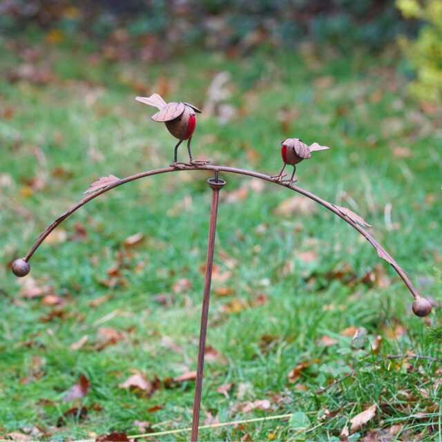 Large Robin Balancer Stake Metal Garden Ornament Outdoor Decoration Balance Gift - British Bird Watcher Gardening - image 1