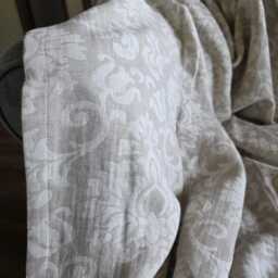 Linen Blanket, Softened Linen Damask Throw, Beach Raw Flax Pastel Blanket - thumbnail 4