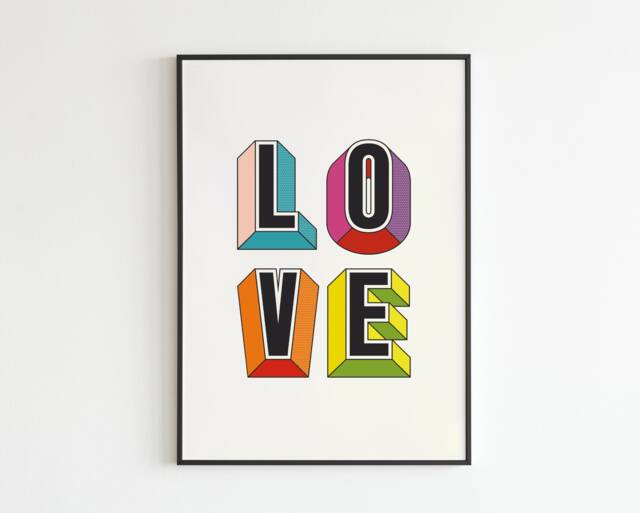 Love - Groovy Valentines Day Music A3 A4 A5 Wall Art Poster Print Gift - image 1
