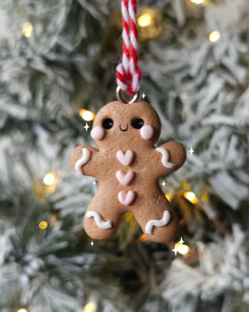 Adorable Heart Gingerbread Christmas Tree Decoration - Handmade Polymer Clay Ornament, Cute Holiday Gift For - image 1
