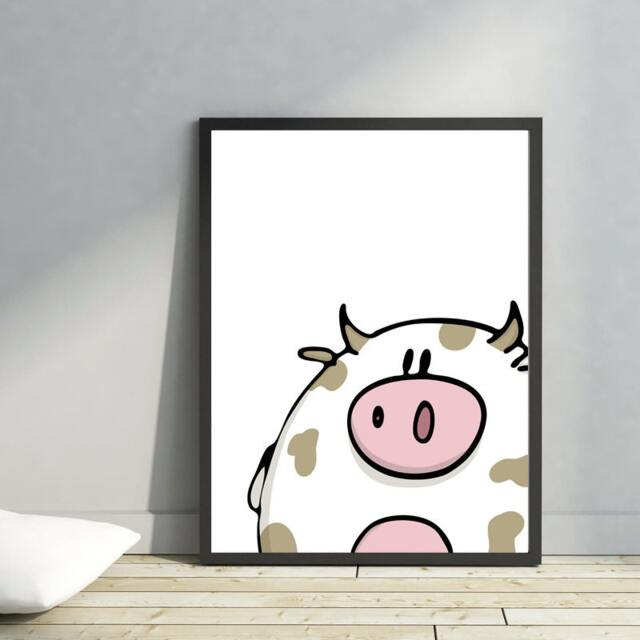 Downloadable Cute Cartoon Cow Print Nursery Wall Funny Farm Animals Art Baby Room Poster Decor Printable - image 1
