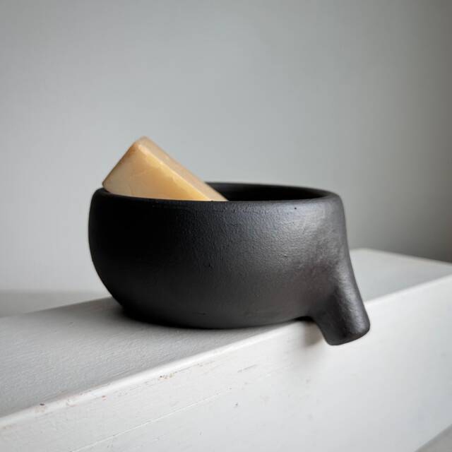 Made To Order Black Rustic Soapdish With Strainer For Bathroom Sink, Ceramic, Pottery, Handmade, Soap Dish, Sponge Tray, Spongedish - image 1
