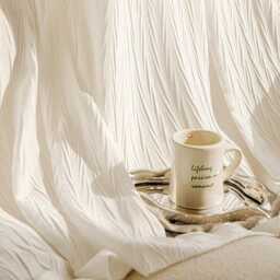 White Luxury Crumpled Sheer Custom Curtain Made To Measure Voile - thumbnail 1