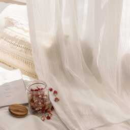 White Luxury Crumpled Sheer Custom Curtain Made To Measure Voile - thumbnail 2
