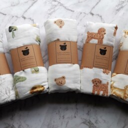 Organic Bamboo Muslin Swaddle Blanket Gots Cotton Baby Wrap - thumbnail 2