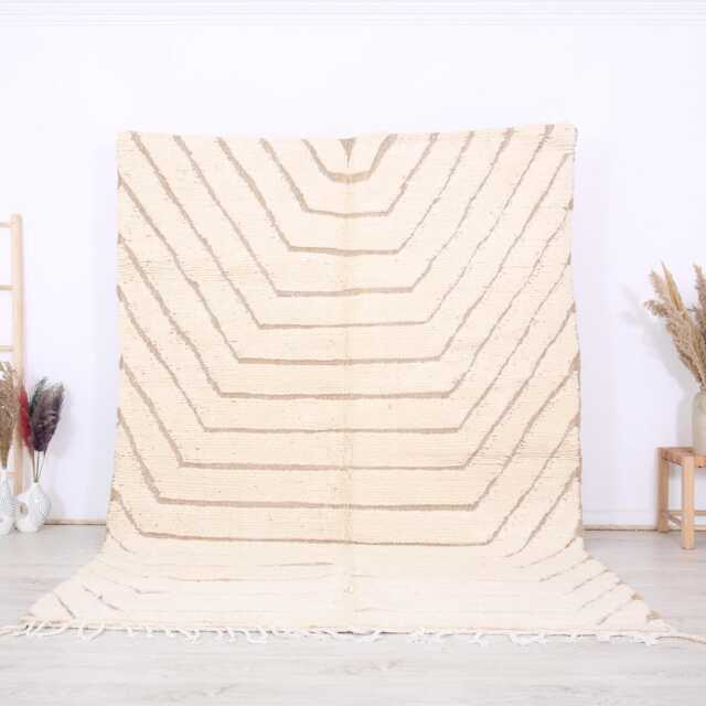 Moroccan Rug, 6x9 Ft Beni Ouarain Fabulous White Berber Rug - image 1