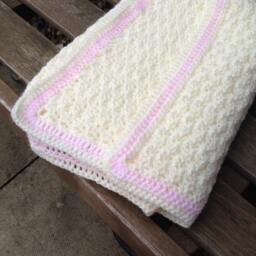 "Hand-Made Crochet Baby Blanket Afghan Made To Order in Any Colour Combination - 30""x20" - thumbnail 2