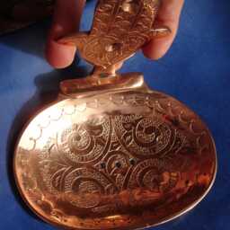 Moroccan Copper Wall Mounted Soap Dish Holder With Hamsa Hand - Various - thumbnail 3