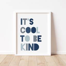 Cool To Be Kind Modern Print - Kids Bedroom Wall Art, Childs Bedroom, Playroom Decor, Children's Room, Boys Bedroom, Grey Print - thumbnail 3