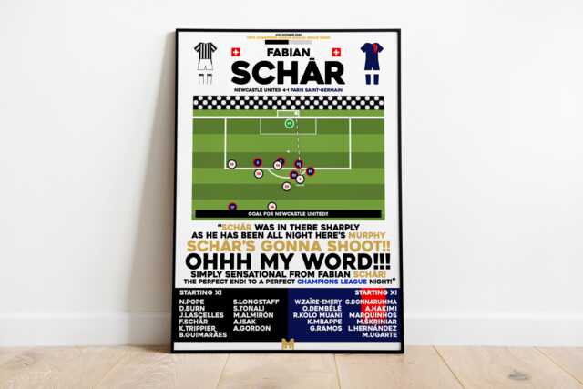 Fabian Schar V Psg Print, Newcastle United Poster, Football Wall Art, Posters, Fc - image 1