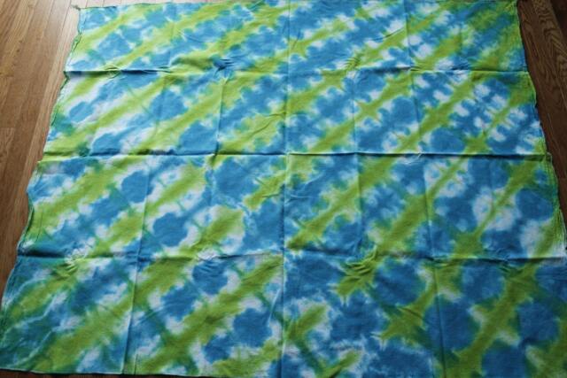 Turquoise & Lime Green Tie Dyed Cotton Muslin Blanket - image 1