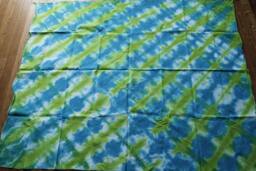 Turquoise & Lime Green Tie Dyed Cotton Muslin Blanket