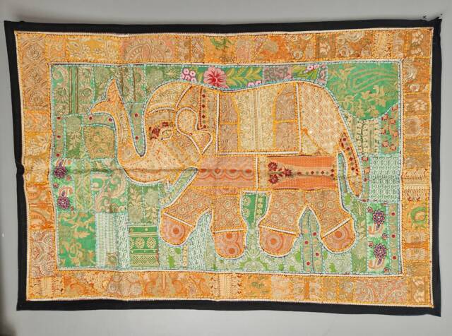 Large Patchwork Elephant Wall Hanging 100x150cm - image 1