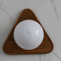 Rattan Mid Century Modern Wall Sconce, Space Age Lamp - thumbnail 4