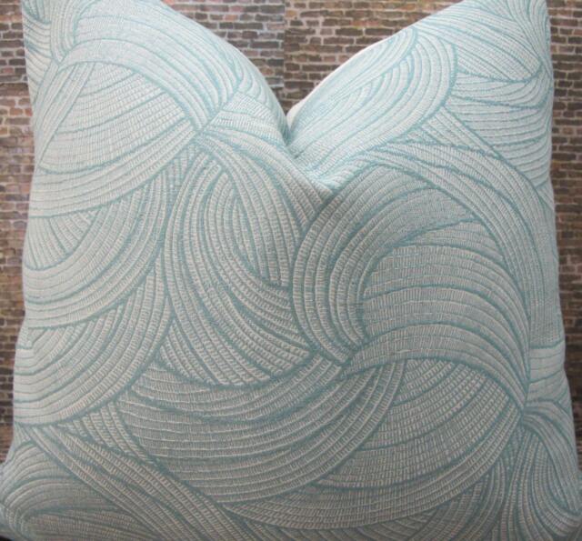 Designer Pillow Cover, Lumbar 12 X16, Df Aegean, Light Aqua Blue - image 1